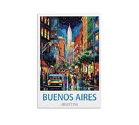 NABIQUE Poster vintage de voyage de Buenos Aires Argentine (40 x 60 cm) - Impression sur toile murale moderne pour chambre à coucher