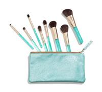 Nabla Aquamarine Essential Brush Set | Set de pinceaux de maquillage professionnels et 100% végétaliens pour un maquillage impeccable | Design élégant couleur vert aquatique, idéal comme cadeau.