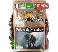 Nabür - Poivre Noir de Malabar BIO 400gr Poivre du Tigre Kérala, Gourmet de Malabar | Poivre d'Inde Authentique, Fruité, Notes fumés