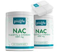 NAC n-acetyl-cysteine 600 mg 420 Comprimés PiùLife, 1 par Jour, Complément Antioxydant Puissant, Dérivé Stable de la L cysteine, Synthèse du Glutathion, Soutien du Système Immunitaire