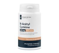 NAC (N-acétyl-cystéine) 600 mg - Forme libre issue de biofermentation - Qualité pharmaceutique USP - 60 comprimés - 2 mois de cure - Végan - Fabriqué en France - Conditionné à Lyon