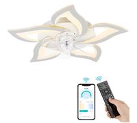 NACATIN Plafonnier-Ventilateur LED Silencieux - 6 Vitesses, 3 Couleurs Dimmables,Minuterie,Puissance 46W - Blanc