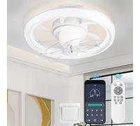 NACATIN Ventilateur de Plafond 46 cm avec Lumière LED - Réversible, 6 Vitesses, Lumière Dimmable, Télécommande et Contrôle par Application - Fonctionnement Silencieux pour Chambre, Maison et Bureau