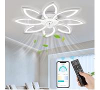 NACATIN Ventilateur de plafond à LED 6 Vitesse Fan Silencieux avec Dimmable Eclairage 3 Couleurs 9007 -Blanc
