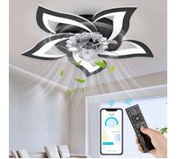 NACATIN Ventilateur de plafond à LED 6 Vitesse Fan Silencieux avec Dimmable Eclairage 3 Couleurs 9005 -Noir