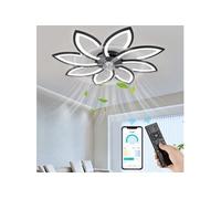 NACATIN Ventilateur de plafond à LED 6 Vitesse Fan Silencieux avec Dimmable Eclairage 3 Couleurs 9007 -Noir