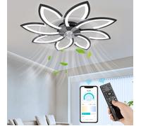 NACATIN Ventilateur de plafond à LED 6 Vitesse Fan Silencieux avec Dimmable Eclairage 3 Couleurs 9007 -Noir