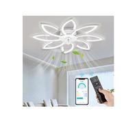 NACATIN Ventilateur de plafond à LED 6 Vitesse Fan Silencieux avec Dimmable Eclairage 3 Couleurs 9007 -Blanc