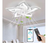 NACATIN Ventilateur de plafond à LED 6 Vitesse Fan Silencieux avec Dimmable Eclairage 3 Couleurs 9005 -Blanc