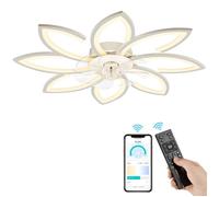 NACATIN Ventilateur de Plafond Multifonctionnel - 6 Vitesses, LED Dimmable 3 Couleurs,Puissance 102W, Design Élégant-Blanc
