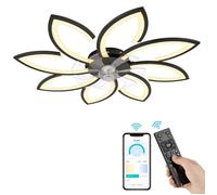 NACATIN Ventilateur de Plafond Multifonctionnel - 6 Vitesses, LED Dimmable 3 Couleurs,Puissance 102W, Design Élégant-Noir