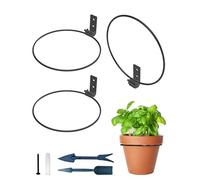 NACETURE Lot de 3 Anneaux de Support Mural Pliables pour Pot de Fleurs - Crochets Ronds en métal Robuste - Support de Suspension pour Pot de Fleurs pour extérieur et intérieur (20,3 cm)