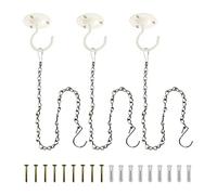 NACETURE Lot de 3 crochets de plafond pour suspendre des plantes avec chaîne de suspension - Crochet mural en métal pour plantes, lanternes en fer pour carillons éoliens, jardinières