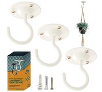 NACETURE Lot de 3 crochets de plafond pour suspendre des plantes - Crochets de suspension d'intérieur en métal pour plantes, lanternes en fer pour carillons éoliens, jardinières - Lot de 3 (blanc)