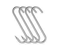 NACETURE Lot de 4 crochets à viande S pour boucherie - 10 mm - Outils de suspension de boucher en acier inoxydable de qualité supérieure pour la cuisine, le fumage, le grillage, le durcissement ou le