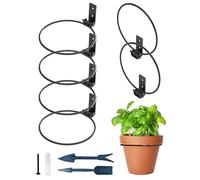 NACETURE Lot de 6 Anneaux de Support Mural Pliables pour Pot de Fleurs - Crochets Ronds en métal Robuste - Support de Suspension pour Pot de Fleurs - Support de Suspension pour extérieur et intérieur