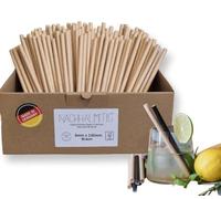 NACHHALMTIG Lot de 250 pailles en papier marron courtes 8 mm x 145 mm, fabriquées en Allemagne, résistantes à la chaleur jusqu'à 70 °C, idéales pour les boissons chaudes, l'apérol, les cocktails et