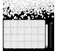 NACHLYNN Lot de 36 000 strass en résine - 2 à 6 mm - Blanc - Plat et rond - Convient pour le nail art, la peinture du visage, les costumes et autres créations DIY (avec pincette)