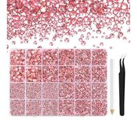 NACHLYNN Lot de 36 000 strass en résine - 2 à 6 mm - Rose clair - Rond - Convient pour le nail art, la peinture du visage, les costumes et autres créations de bricolage (avec pincette)