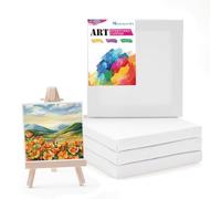 NACHLYNN Lot de 6 toiles à peindre - 10 x 10 cm - En coton blanc - Pour artistes - Châssis - Peinture blanche - Pour peinture acrylique à l'huile