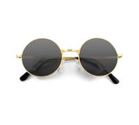 NACHLYNN Lunettes de soleil rondes hippies avec bordure métallique, verres ronds hippies avec protection UV380, lunettes de soleil 70s pour homme et femme, accessoire de fête, Noir