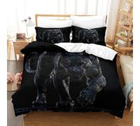 NACHOMACHO Black Panther Parure De Lit Housse De Couette 3D, Imprimé 3 Pièces, Literie en Microfibre Housse De Couette avec Fermeture À Glissière Taies d'oreiller Double（200x200cm）