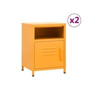 Nachtkastjes 2 st 35x35x51 cm staal mosterdgeel3095216