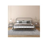 Vidaxl Tables De Chevet 2 Pcs Gris Et Noir Métal Et Verre Gris