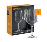 Nachtmann 105723 Lot de 2 verres à vin en cristal avec motif floral - Noir - 630 ml - Tattoo Botanical
