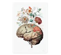 Nacnic affiche anatomique du cerveau illustration colorée de parties du corps humain avec des fleurs A3 Sans cadre