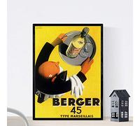 Nacnic Affiche ancienne. Publicité vintage pour le vin français Berger 45 de 1935. Format A3 Sans cadre