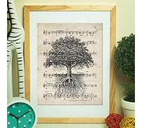 Nacnic Affiche Arbre de Coeur sur Le Score. Feuilles d'images avec des partitions. Conception de Musique pour la Maison. Format A4