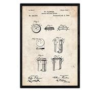 Nacnic Affiche avec bouteille de brevet Cap. Feuille avec le vieux brevet de dessin en format A3 et vintage background