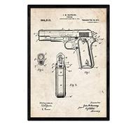 Nacnic Affiche avec Browning brevet. Feuille avec le vieux brevet de dessin en format A3 et vintage background