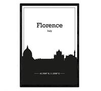Nacnic Affiche avec carte de Florence - Italie. feuilles Skyline avec des villes en Italie avec une ombre noire. format A3