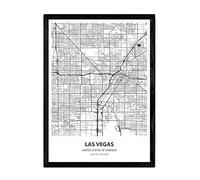 Nacnic Affiche avec carte de Las Vegas - Etats-Unis. Feuilles de villes américaines avec des mers et des rivières en couleur noire. format A4