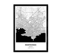Nacnic Affiche avec carte de Montevideo - Canada. Feuilles de villes américaines avec des mers et des rivières en couleur noire. format A3