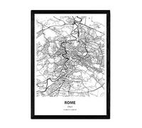 Nacnic Affiche avec carte de Rome - Italie. villes Sheets en Italie avec les mers et les rivières en couleur noire. format A3