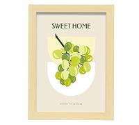 Nacnic Affiche avec des Fruits et des Plantes. Raisins Verts. Illustrations artistiques Modernes pour la décoration intérieure. A4 avec Cadre.
