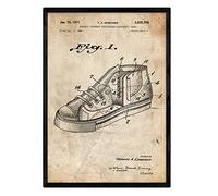 Nacnic Affiche avec sneaker de basket-ball brevet 2. Film avec l'ancien brevet de dessin en format A3 et vintage background