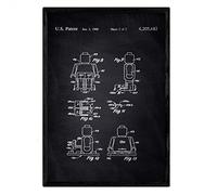 Nacnic Affiche brevet figure Lego humain. Fiche avec l'ancien format A3 de brevet de conception avec fond noir