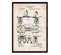 Nacnic Affiche Brevet Patin. Feuille avec Le Vieux Brevet de Dessin en Format A3 et Vintage Background