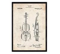 Nacnic Affiche brevet pour violon. Feuille avec le vieux brevet de dessin en format A3 et vintage background