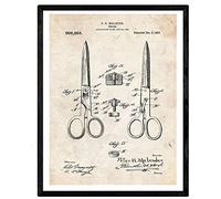 Nacnic Affiche ciseaux de coiffure brevet. Feuille pour le cadrage. Taille (A3)