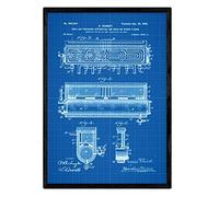 Nacnic Affiche de Brevet avec Le Refroidisseur d'air Froid. Fiche avec l'ancien Format A3 de Brevet de Dessin avec Le Fond Bleu