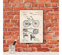 Nacnic Affiche de brevet de bicyclette. Feuille pour encadrement. Brevets, plans d'inventions célèbres. Décoration d'intérieur. Format A3 sans cadre.