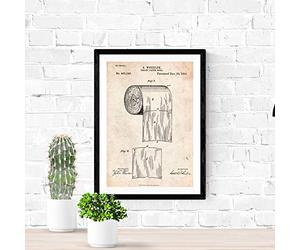 NACNIC Affiche de brevet de papier toilette . Feuille pour encadrement. Affiche avec dessins, brevets, plans d'inventions célèbres. Format (A3) sans cadre
