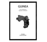 Nacnic Affiche de la Guinée. Lames de pays et de continents du monde. Taille A4 avec cadre