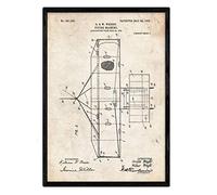 Nacnic Affiche de vol breveté 2. Machine d'impression avec l'ancien brevet de dessin en format A3 et vintage background