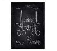Nacnic Affiche des ciseaux de brevets Fiche avec l'ancien format A3 de brevet de conception avec fond noir